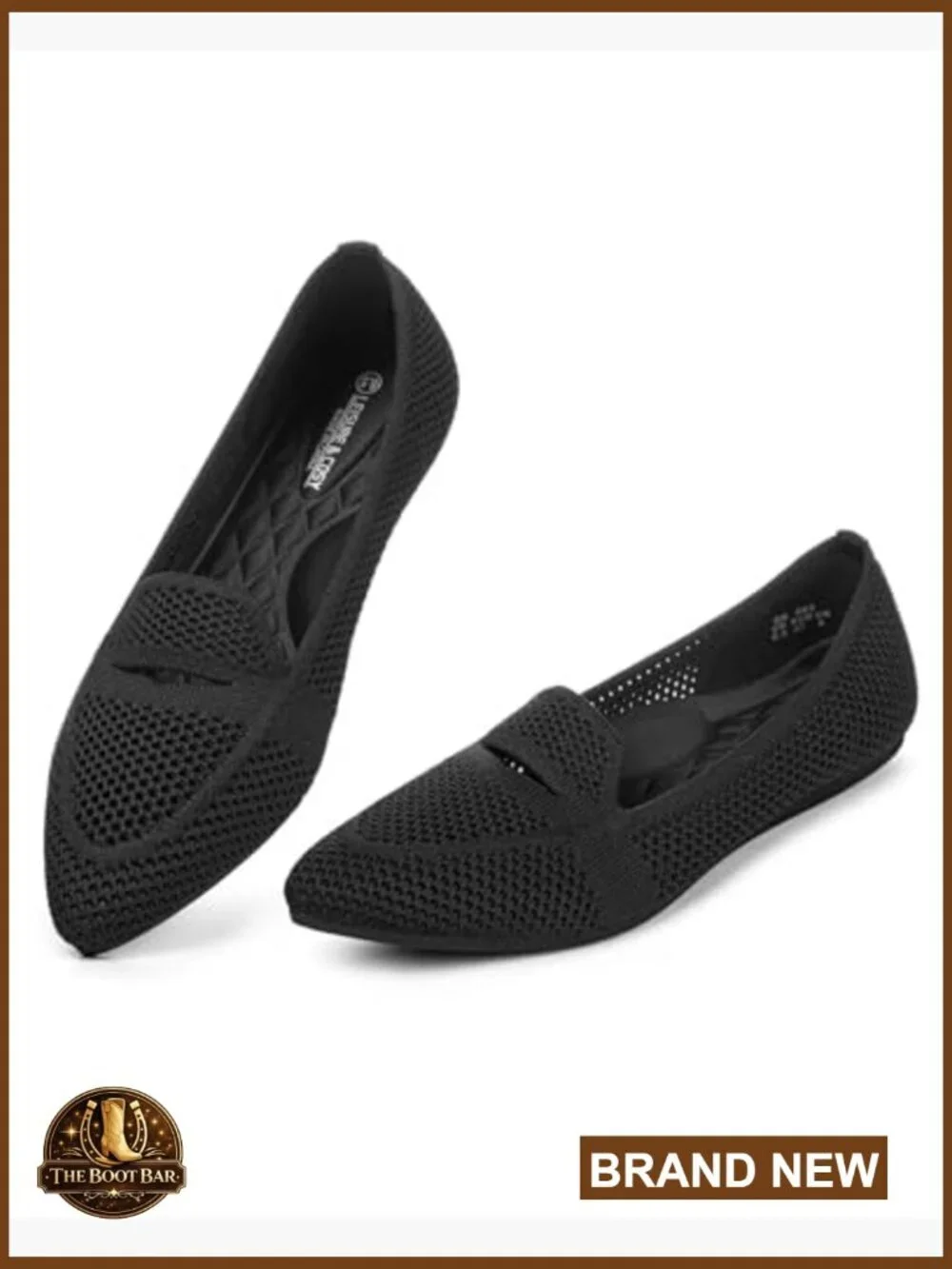 Pointed Toe Knit Loafers, Lightweight Slip-On Flats with Arch Support